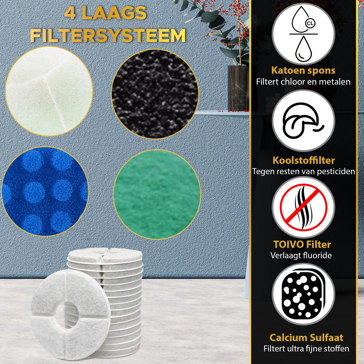 Toivo Drinkfontein Filters - Hoge kwaliteit - Navullingset 6 stuks