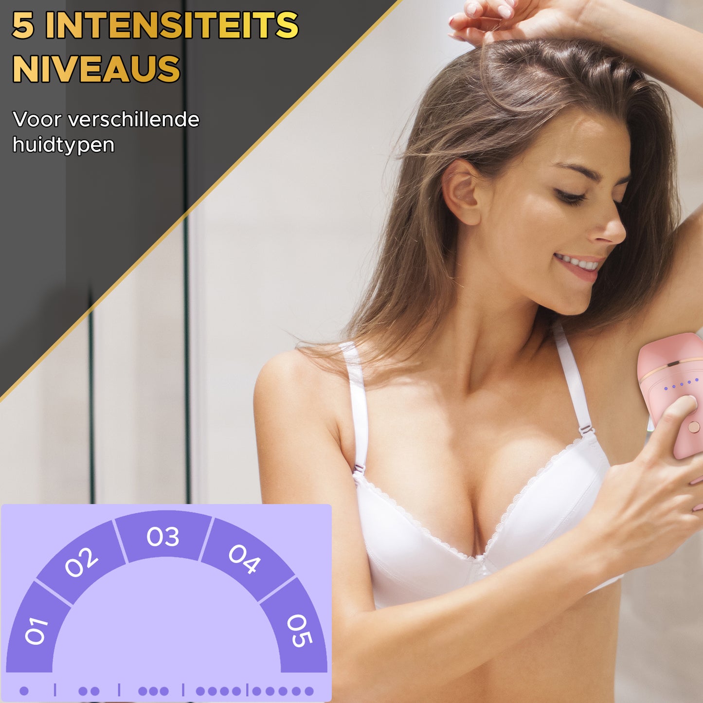 Toivo IPL 763 PRO lichtontharing - Roze - 900.000 flitsen - incl. beschermingsbril