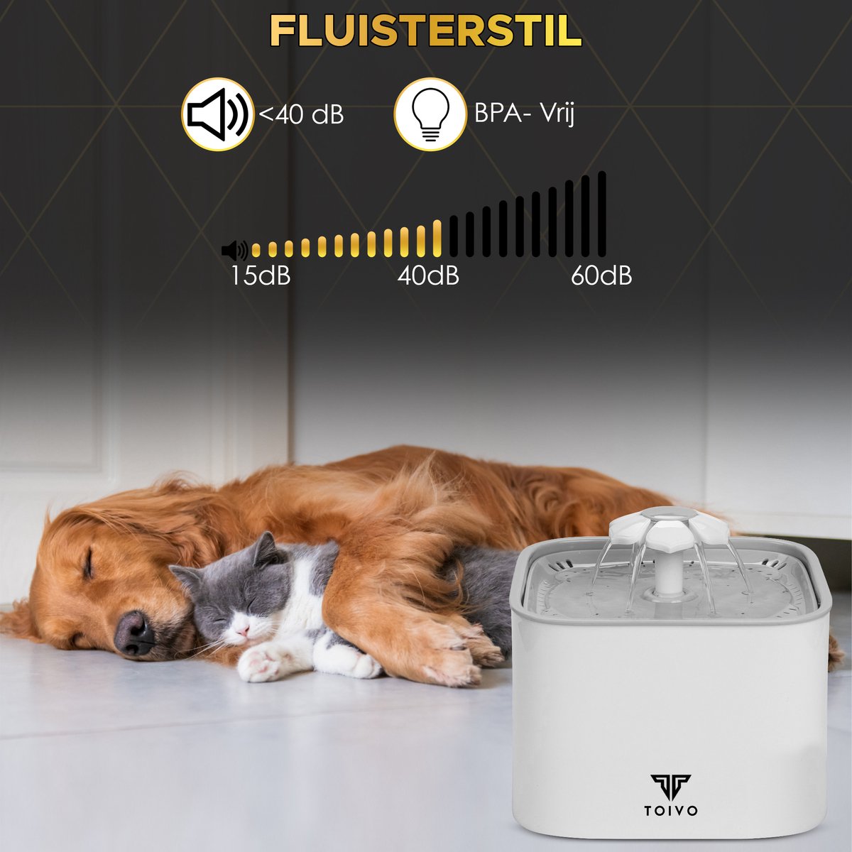 Toivo Drinkfontein - Hond/Kat – 2.5 Liter- Incl. 4 filters en cleaning tool