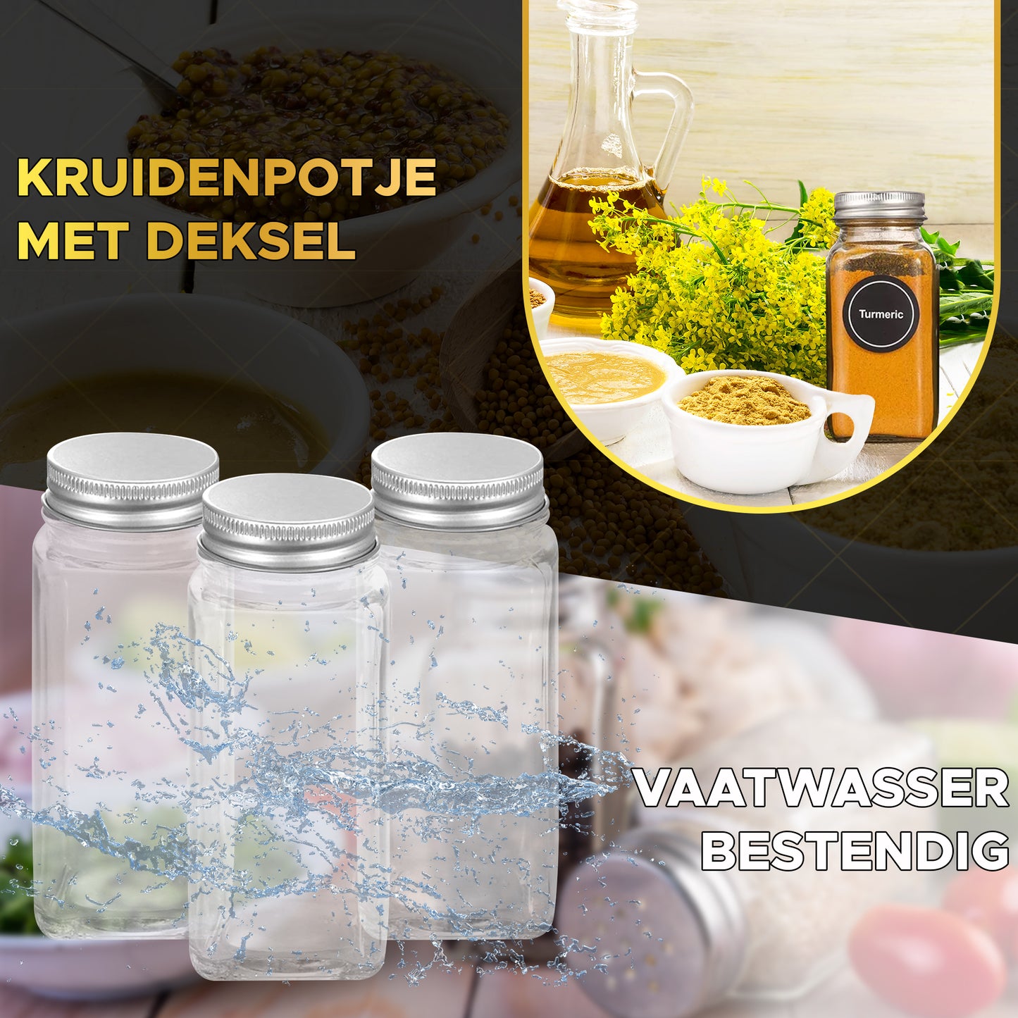 Toivo Kitchen 24 Kruidenpotjes Vierkant Met Strooideksel - Glas - Compleet Pakket Incl. Stickers, Stift en Accessoires