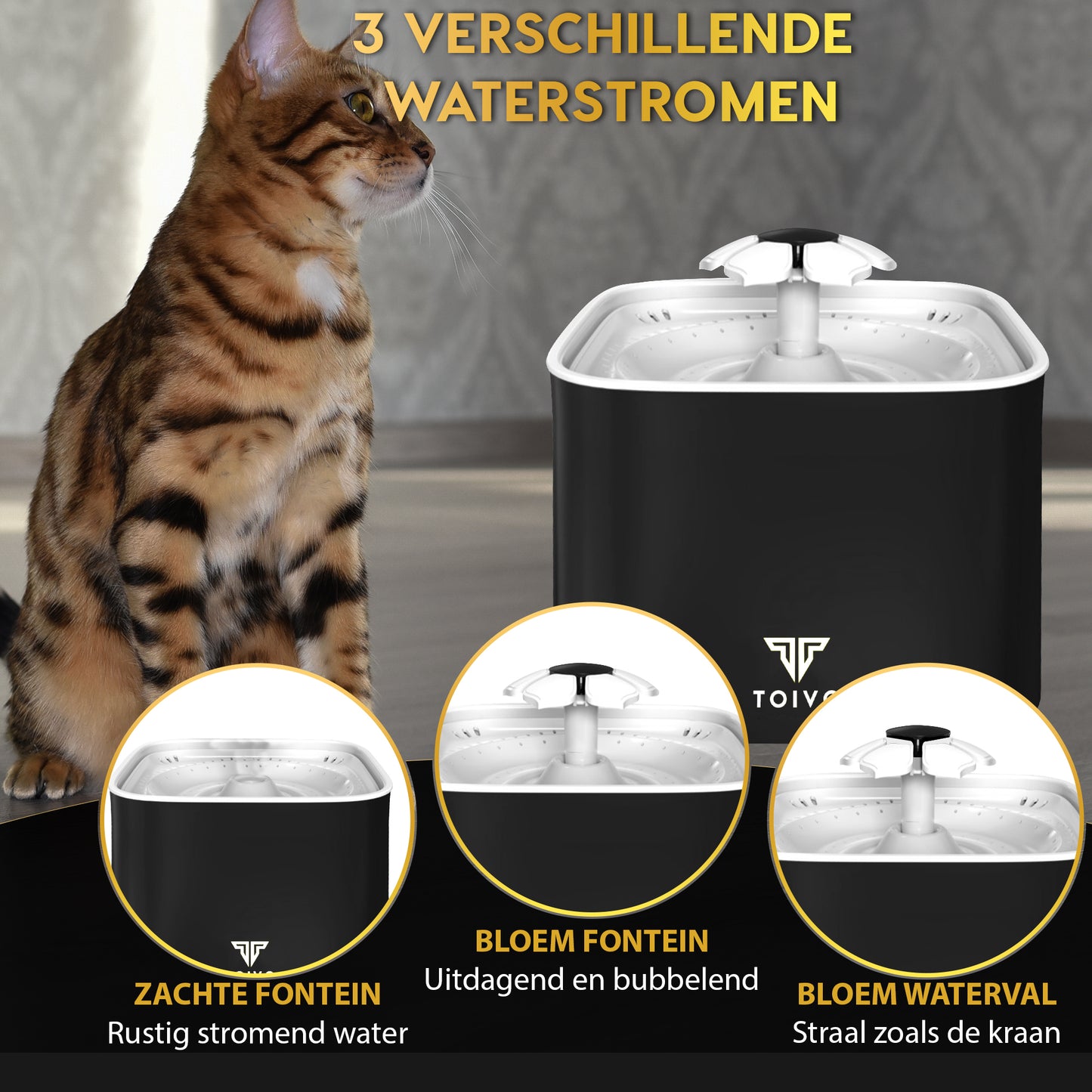 Toivo Drinkfontein - Hond/Kat – 2.5 Liter- Incl. 4 filters en cleaning tool