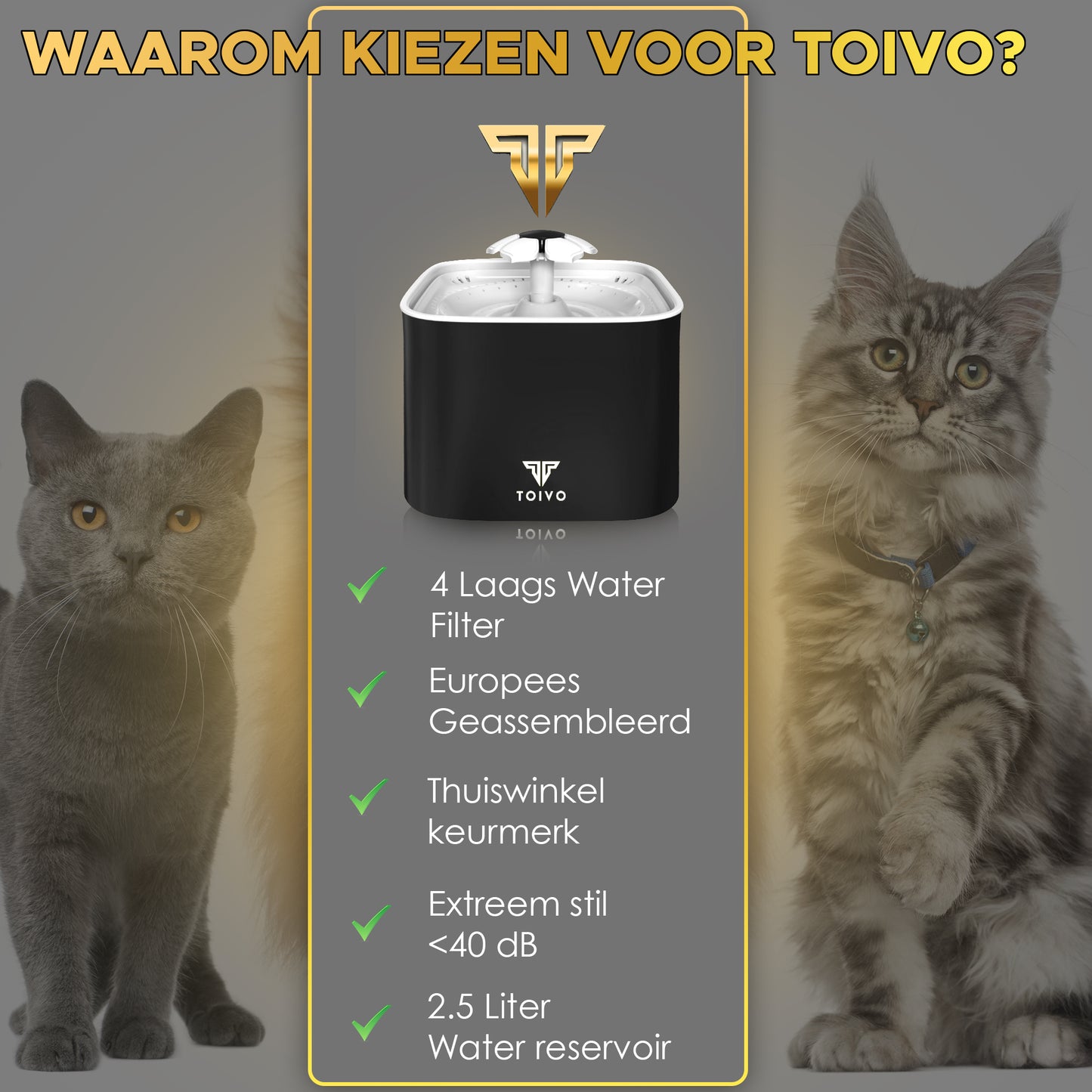 Toivo Drinkfontein - Hond/Kat – 2.5 Liter- Incl. 4 filters en cleaning tool