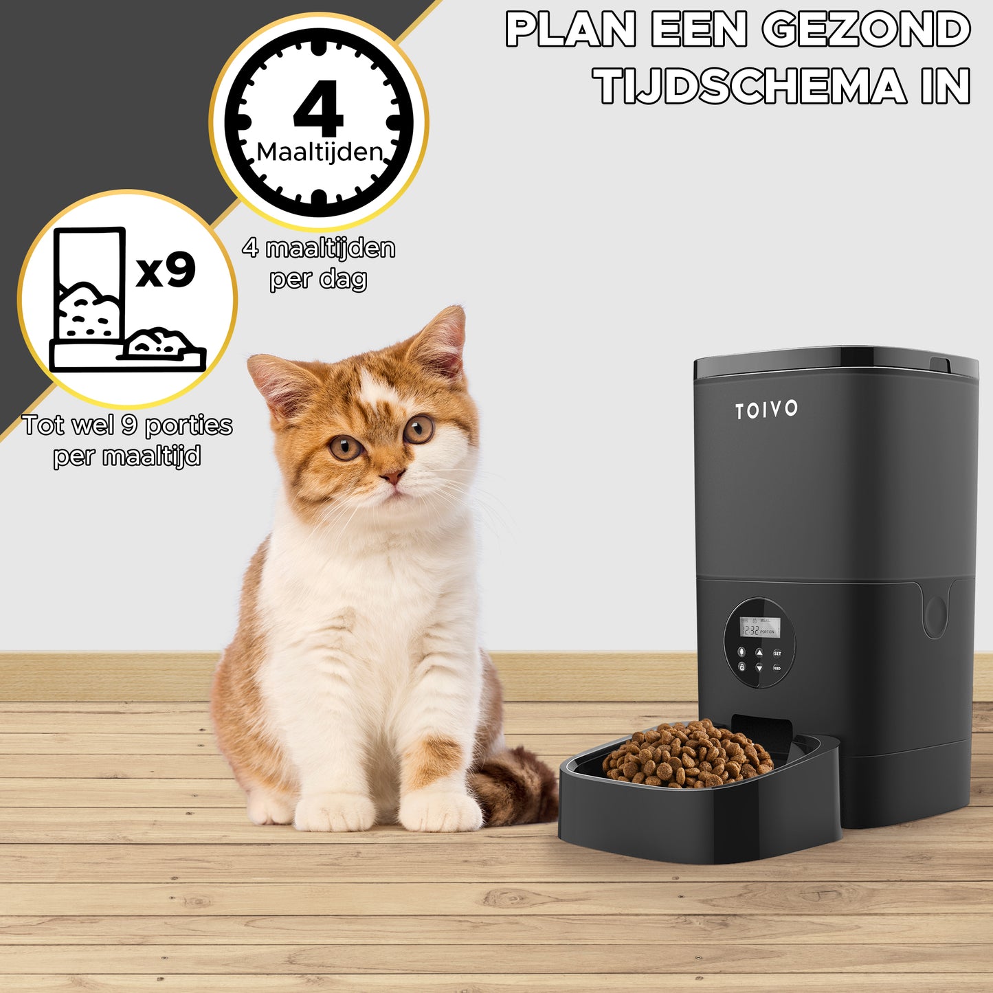 Toivo Voerautomaat 4L Pro - Automatische Voerbak - Voerdispenser - Katten en Honden Voerautomaat