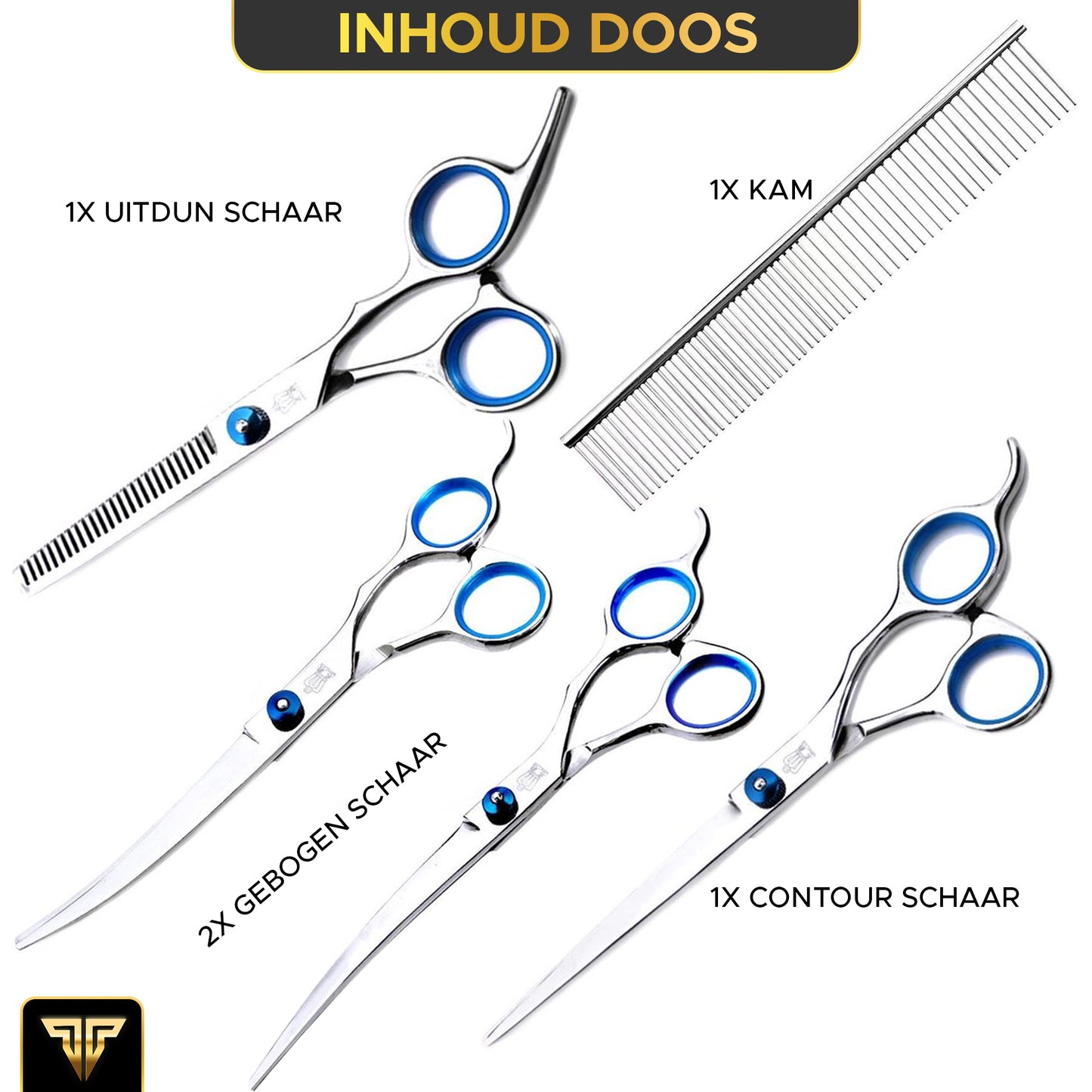 Toivo Honden Scharenset Effileerscharen - Dierenschaar - Set 5 stuks